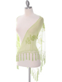 2288 Green Lace Beaded Shawl - Green, Front View Thumbnail