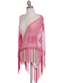 2288 Hot Pink Lace Beaded Shawl - Hot Pink, Front View Thumbnail