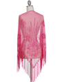 2288 Hot Pink Lace Beaded Shawl - Hot Pink, Back View Thumbnail