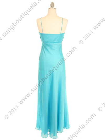 2831 Aqua Chiffon Evening Dress - Aqua, Back View Medium