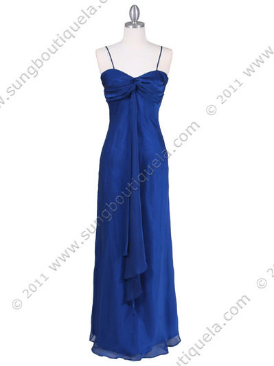 2831 Royal Blue Chiffon Evening Dress - Royal Blue, Front View Medium