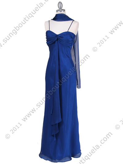 2831 Royal Blue Chiffon Evening Dress - Royal Blue, Alt View Medium