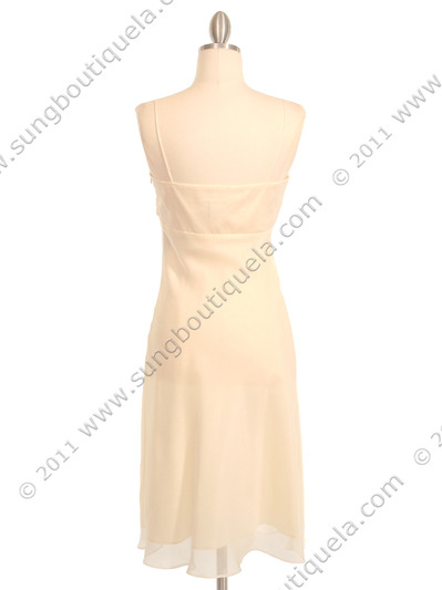 2832 Cream Chiffon Cocktail Dress - Cream, Back View Medium