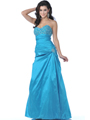 2 Turquoise Strapless Taffeta Jeweled Prom Dress - Turquoise, Front View Thumbnail