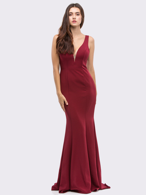 30-6010 Sleeveless Long Prom Dress with Mermaid Hem, Burgundy