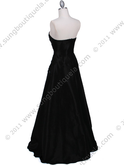 3052 Black Tafetta Evening Dress with Bolero - Black, Back View Medium