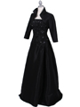 3052 Black Tafetta Evening Dress with Bolero - Black, Alt View Thumbnail