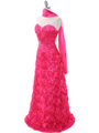 3152 Hot Pink Rosette Prom Evening Dress - Hot Pink, Alt View Thumbnail