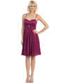 3164 Sweetheart Neckline Pleated Cocktail Dress - Plum, Front View Thumbnail