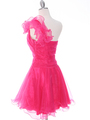 3168 Fuschia One Shoulder Homecoming Dress - Fuschia, Back View Thumbnail