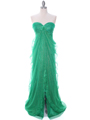 3181 Green Lace Strapless Prom Dress - Green, Front View Thumbnail