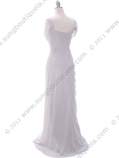 3198 Silver Chiffon Mother of The Bride Dress - Silver, Back View Medium