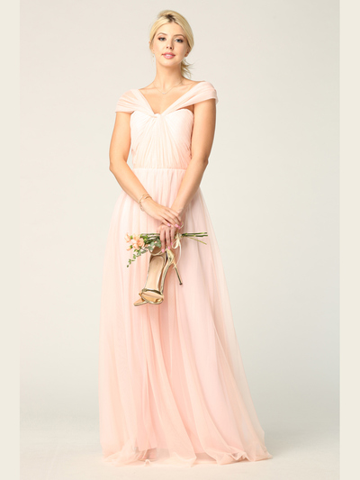 3314 Convertible Tulle Bridesmaid Dress - Blush, Back View Medium
