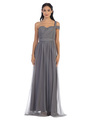 3314 Convertible Tulle Bridesmaid Dress - Charcoal, Front View Thumbnail