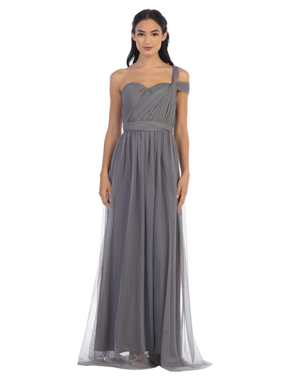 3314 Convertible Tulle Bridesmaid Dress - Charcoal, Front View Medium