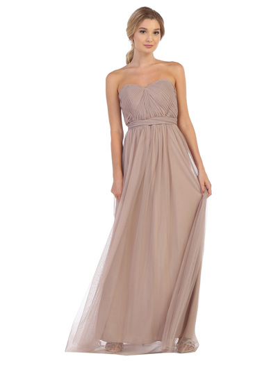 3314 Convertible Tulle Bridesmaid Dress - Cocoa, Front View Medium