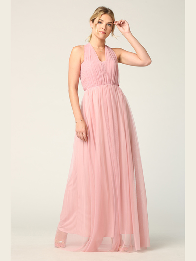 3314 Convertible Tulle Bridesmaid Dress - Dusty Rose, Front View Medium
