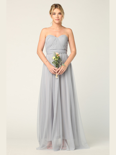 3314 Convertible Tulle Bridesmaid Dress - Silver, Front View Medium