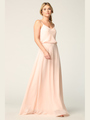 3318 Spaghetti Strap Blouson Top Bridesmaid Dress - Blush, Front View Thumbnail