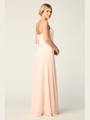 3318 Spaghetti Strap Blouson Top Bridesmaid Dress - Blush, Back View Thumbnail