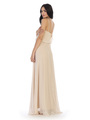 3318 Spaghetti Strap Blouson Top Bridesmaid Dress - Champagne, Back View Thumbnail