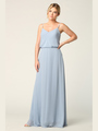 3318 Spaghetti Strap Blouson Top Bridesmaid Dress - Dusty Blue, Front View Thumbnail