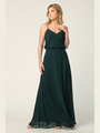 3318 Spaghetti Strap Blouson Top Bridesmaid Dress - Hunter Green, Front View Thumbnail