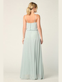 3318 Spaghetti Strap Blouson Top Bridesmaid Dress - Sage, Back View Thumbnail