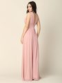 3329 V-neck Front And Back Long Evening Dress - Dusty Rose, Back View Thumbnail