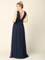 3329 V-neck Front And Back Long Evening Dress - Navy, Alt View Thumbnail
