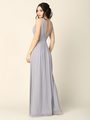 3329 V-neck Front And Back Long Evening Dress - Silver, Alt View Thumbnail