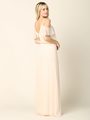 3333 Blouson Top With Cold Shoulder Evening Dress - Champagne, Back View Thumbnail