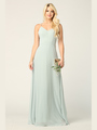 3341 Chiffon Evening Dress With Convertible Shoulder Straps - Sage, Front View Thumbnail