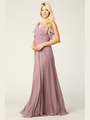 3345 V-Neck Long Chiffon Evening Dress With Flutter Sleeves - Mauve, Front View Thumbnail