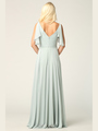 3345 V-Neck Long Chiffon Evening Dress With Flutter Sleeves - Sage, Alt View Thumbnail