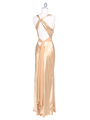 3687 Gold Satin Evening Dress - Gold, Back View Thumbnail