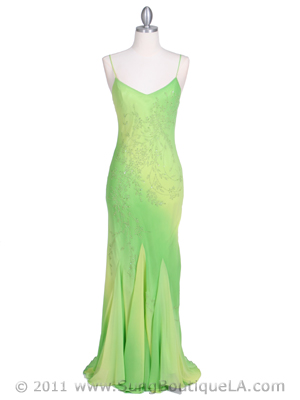 3845 Lime Tie Dye Evening Dress, Lime