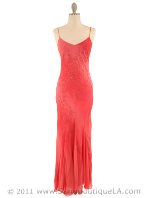 3845 Coral Tie Dye Evening Dress, Coral