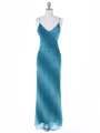 3959 Teal Tie Dye Evening Dress - Teal Blue, Front View Thumbnail