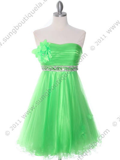 4051 Green Homecoming Dress - Green, Front View Medium