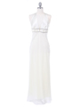 4057 Ivory Chiffon Halter Evening Dress - Ivory, Front View Thumbnail