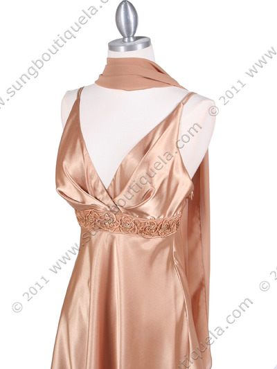 4203 Gold Satin Cocktail Dress - Gold, Alt View Medium