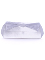 43002 Silver Satin Evening Bag with Pleated Bow - Silver, Front View Thumbnail