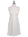 4451 Ivory Pleated Cocktail Dress - Ivory, Front View Thumbnail