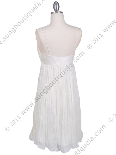 4451 Ivory Pleated Cocktail Dress - Ivory, Back View Medium