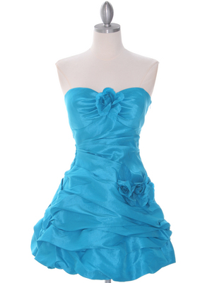 4513 Turquoise Taffeta Homecoming Dress, Turquoise