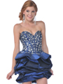 460 Strapless Sparkling Short Prom Dress - Navy, Front View Thumbnail