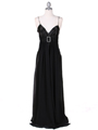 4624 Black Satin Evening Gown - Black, Front View Thumbnail