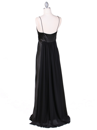 4624 Black Satin Evening Gown - Black, Back View Medium