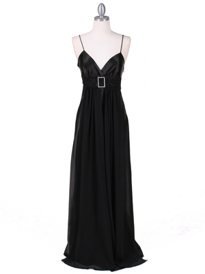 4624 Black Satin Evening Gown, Black